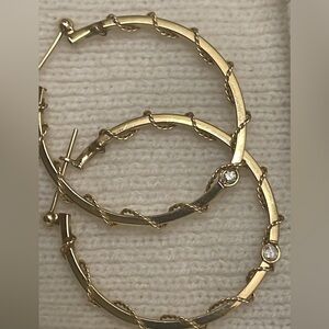 14k Gold Diamond Hoop Earrings